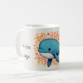 かわいい青いクジラ コーヒーマグカップ (正面左)