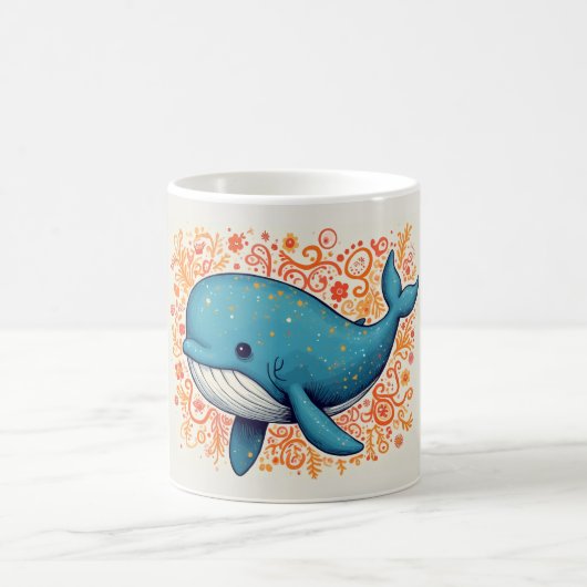 かわいい青いクジラ コーヒーマグカップ (中央)