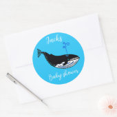 かわいい青いクジラ – 動物 – 赤ちゃんシャワー – パーソナライズ ラウンドシール (封筒)