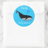 かわいい青いクジラ – 動物 – 赤ちゃんシャワー – パーソナライズ ラウンドシール (バッグ)