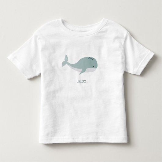 かわいい青いクジラ(名パーソナライズされた前) トドラーTシャツ (正面)
