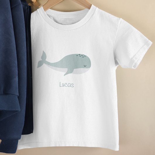 かわいい青いクジラ(名パーソナライズされた前) トドラーTシャツ