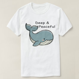 かわいい青いクジラ 深い & 穏やか Tシャツ