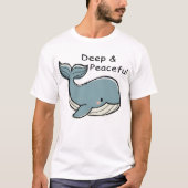 かわいい青いクジラ 深い & 穏やか Tシャツ (正面)