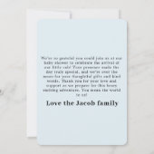 かわいい青いクマの感謝ベイビー発表 招待状 (裏面)