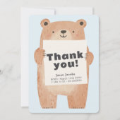 かわいい青いクマの感謝ベイビー発表 招待状 (正面)
