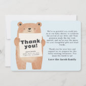 かわいい青いクマの赤ちゃんのお知らせ感謝カード 招待状 (正面)