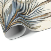 かわいい青いクリスマスバード、ベリー、フローラ ラッピングペーパー (ロールコーナー)