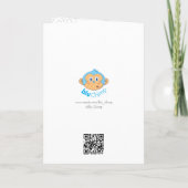 かわいい青いサルとハートの折りサンキューカード サンキューカード (裏面)