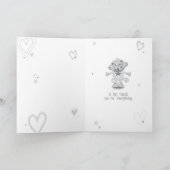 かわいい青いサルとハートの折りサンキューカード サンキューカード (内部)