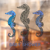 かわいい青いシーホースおもしろい男の子の赤ん航海のだシャワー ウィンドウサイン (シート2)