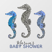 かわいい青いシーホースおもしろい男の子の赤ん航海のだシャワー ウィンドウサイン (シート)