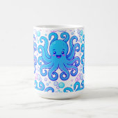 かわいい青いタコ模様のコーヒーマグ コーヒーマグカップ (中央)