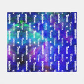 かわいい青いターコイズの繰り返し名パーソナライズされた フリースブランケット (正面(横))