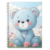 かわいい青いテディベアが庭にいる ノートブック (正面)