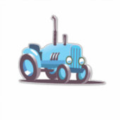 かわいい青いトラクター シール (正面)