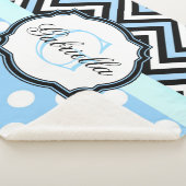 かわいい青いドットとストライプ シェルパブランケット (3/4)