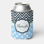かわいい青いドットとストライプ 缶クーラー (缶裏面)