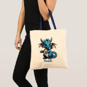 かわいい青いドラゴンがパーソナライズ トートバッグ (正面(商品))