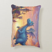 かわいい青いドラゴンが城の上を飛ぶ アクセントクッション (裏面(縦))