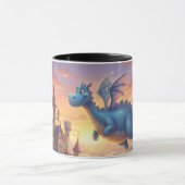 かわいい青いドラゴンの幻想的なコーヒーマグ マグカップ (中央)