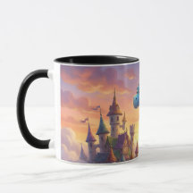 かわいい青いドラゴンの幻想的なコーヒーマグ