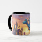 かわいい青いドラゴンの幻想的なコーヒーマグ マグカップ (正面左)