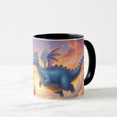 かわいい青いドラゴンの幻想的なコーヒーマグ マグカップ (正面右)