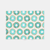 かわいい青いドーナツのパターン フリースブランケット (正面(横))