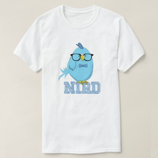 かわいい青いニワトリ学者の鳥 Tシャツ (デザイン正面)