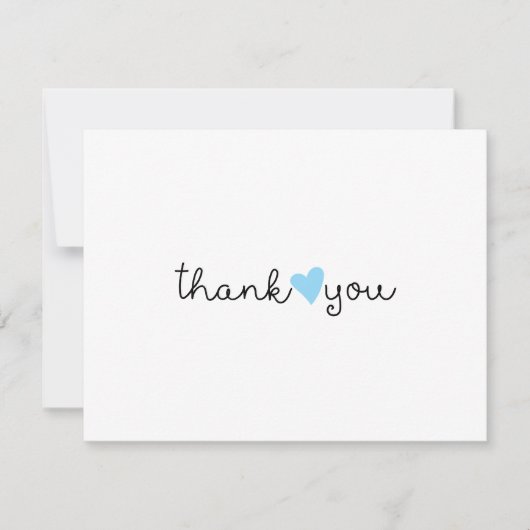 かわいい青いハートのありがとう サンキューカード (正面)