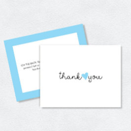 かわいい青いハートの感謝 サンキューカード