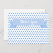 かわいい青いハートの模様 | ベビーシャワーお礼メッセージカード ポストカード (正面/裏面)