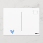 かわいい青いハートの模様 | ベビーシャワーお礼メッセージカード ポストカード (裏面)