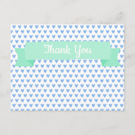 かわいい青いハートの模様 | ベビーシャワーお礼メッセージ ポストカード