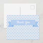 かわいい青いハートの模様 | ベビーシャワーお礼メッセージ ポストカード (正面/裏面)