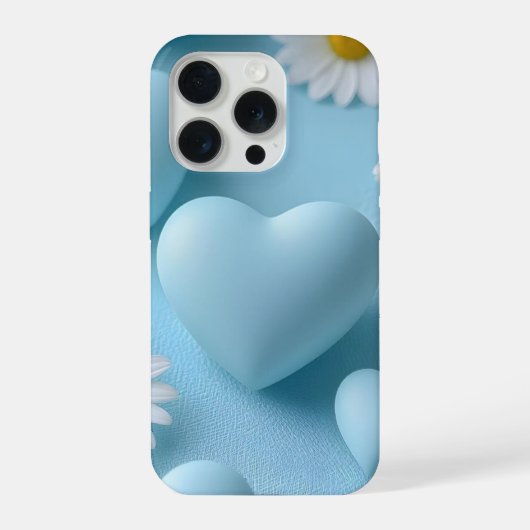 かわいい青いハートの花の携帯ステッカー iPhoneケース (裏面)