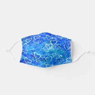かわいい青いハートパターン 大人用布マスク
