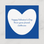 かわいい青いハート教室の少年バレンタインデー エンクロージャーカード (正面)