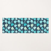 かわいい青いハート ヨガマット (正面(横))