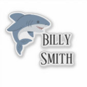 かわいい青いパーソナライズされたサメ シール (正面)