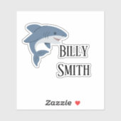 かわいい青いパーソナライズされたサメ シール (シート)