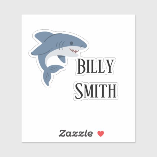 かわいい青いパーソナライズされたサメ シール (シート)