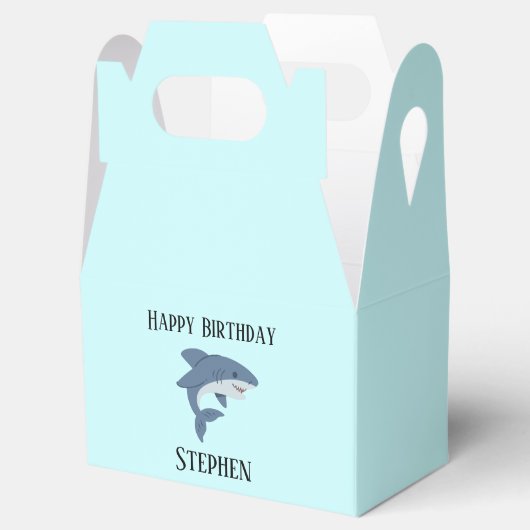 かわいい青いパーソナライズされたサメ フェイバーボックス (オープン)