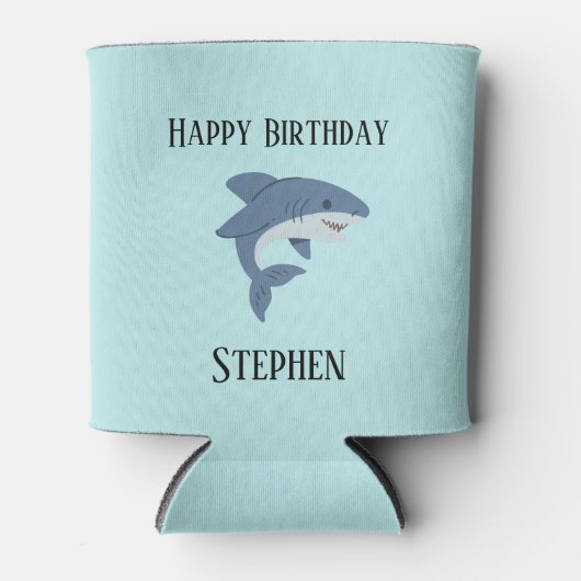 かわいい青いパーソナライズされたサメ 缶クーラー (正面)