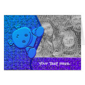 かわいい青いヒッポパーソナライズされたフォトカード (正面横)