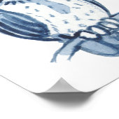 かわいい青いフクロウの水彩画 動物 自然 生態 ポスター (角)