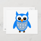 かわいい青いフクロウ ポストカード (正面/裏面)