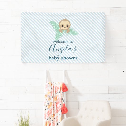 かわいい青いベビーのスロスベビーシャワー 横断幕 (インサイチュ)