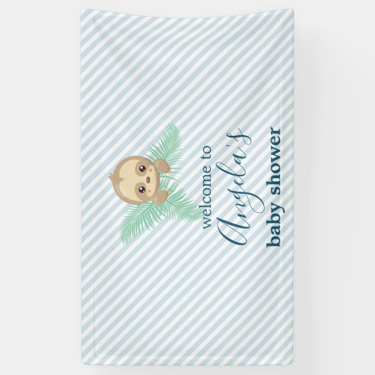 かわいい青いベビーのスロスベビーシャワー 横断幕 (縦)